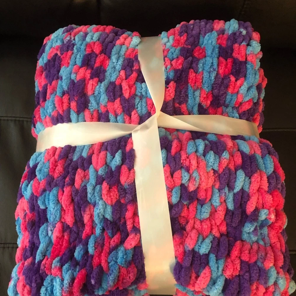 New HANDMADE croqueted Baby Blanket or Throw